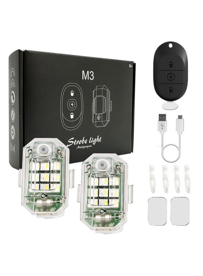 أم ثري مصابيح ستروب صغيرة قابلة للشحن USB – 7 ألوان LED للطوارئ، شديدة السطوع، مقاومة للماء IP68، إضاءة مضادة للتصادم للسيارة والدراجة والطائرة بدون طيار والقارب (قطعتان) - Image 5